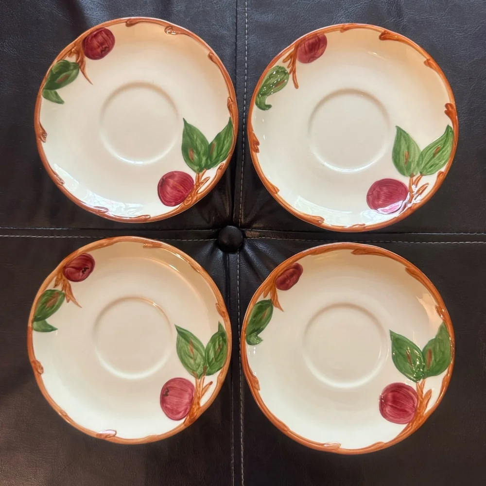 Set Of 4 Vintage Franciscan Apple Pattern Saucer Plates Made in California - 6